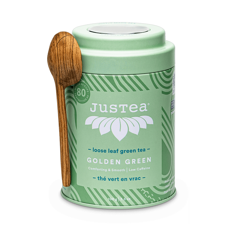 JusTea Golden Green - Dose & Löffel - Grüner Tee